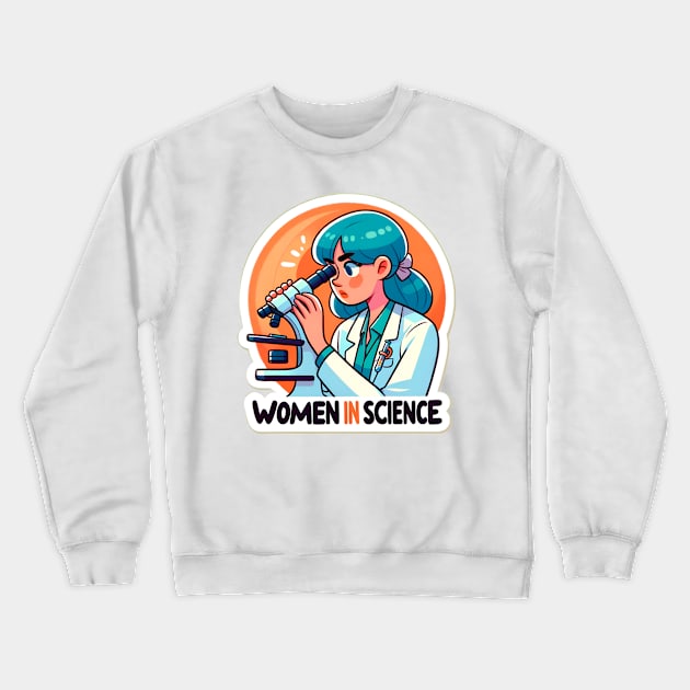 Empowering Women in Science Illustration Crewneck Sweatshirt by PuckDesign